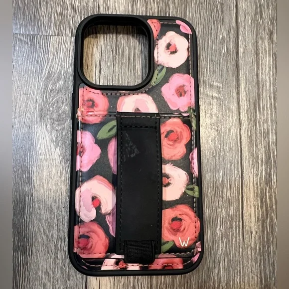 Walli iPhone 14 Pro Wallet Phone Case Whimsical Blooms Print Vegan Leather - Picture 1 of 4